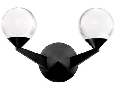 Modern Forms Double Bubble 8" Tall 2-Light Black Crystal LED Wall Sconce MOFWS82015BK