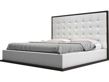 Modloft Ludlow White Eco Leather and Wenge King Platform Bed MOLMD317KWENWHT
