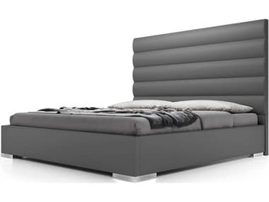 Modloft Prince Granite Eco Leather Queen Platform Bed MOLMD322QGNT