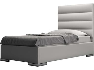 Modloft Prince Pearl Gray Eco Leather Twin Platform Bed MOLMD322TGRY