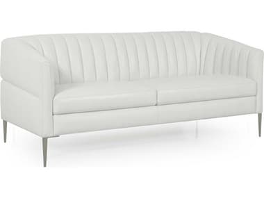 Moroni Pearl Snow White Leather Loveseat MOR44102BS1296