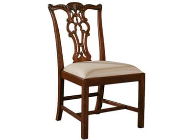 Maitland Smith Massachusetts Mahogany Wood Brown Fabric Upholstered Side Dining Chair MS810040
