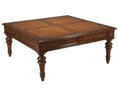 Maitland Smith Reginold 48" Square Wood Parquetry Aged Regency Cocktail Table MS810233