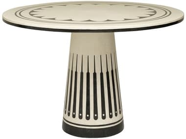Maitland Smith Stoneham 44" Round Honed White Agate And Black Waxstone Center Table MS810430