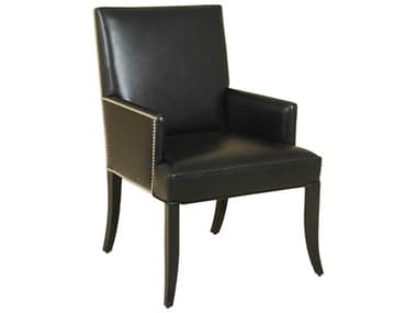Maitland Smith Carlisle 27" Black Leather Accent Chair MS811441