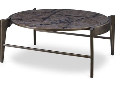 Maitland Smith 42" Round Metal Antiqued Brass Coffee Table MS813833