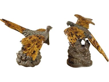 Maitland Smith Verdigris Brass Game Bird Sculptures Set of 2 MS820110