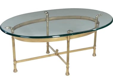 Maitland Smith Classic 36" Oval Glass Solid Brass Cocktail Table MS825101