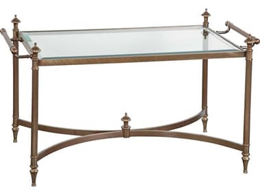 Maitland Smith Asher 40" Rectangular Glass Antiqued Cast Brass Cocktail Table MS826933
