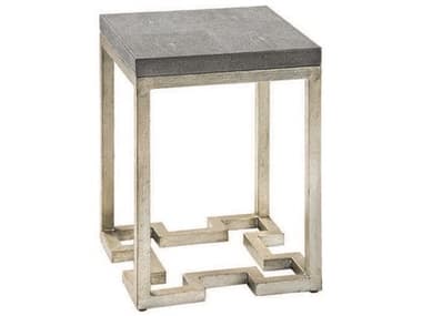 Maitland Smith Geometric 14" Square Faux Leather Silver Leaf End Table MS829236