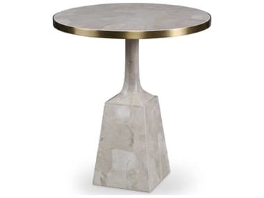 Maitland Smith 23" Round Stone White End Table MS833236