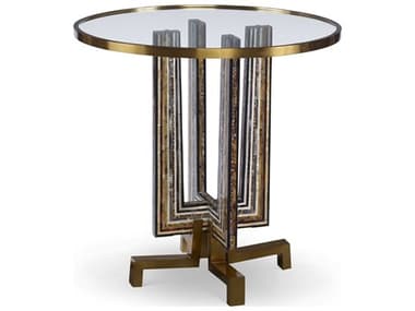 Maitland Smith Maya Round Glass Soft Cast Brass End Table MS833536