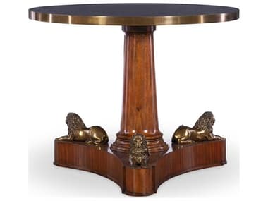 Maitland Smith Lion 39" Round Stone Light Antique Brass Center Table MS833736
