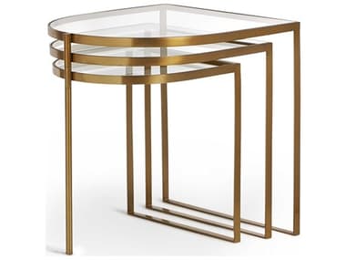 Maitland Smith Glass Satin Brass End Table MS838332