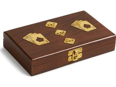 Maitland Smith Rosewood / Satin Brass Card Box With Dice MS838411
