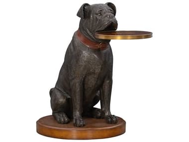 Maitland Smith Bulldog 20&quot; Metallic Brown Antique Brass End Table MS840230