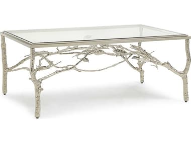 Maitland Smith Twig 48" Rectangular Glass Silver Cocktail Table MS841133