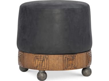 Maitland Smith Bongo Black Leather Ottoman MS843143