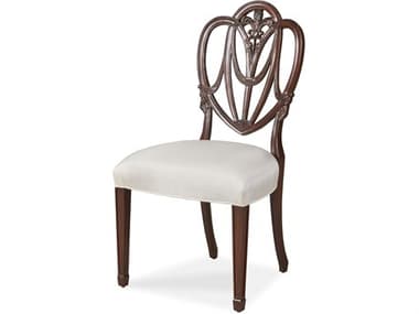 Maitland Smith Mahogany Wood Brown Upholstered Armless Dining Chair MS843640