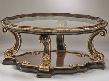 Maitland Smith Grand Traditions 52" Glass Havana Aged Gold Cocktail Table MS880100