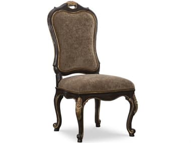 Maitland Smith Aria Mahogany Wood Brown Fabric Upholstered Side Dining Chair MS880145