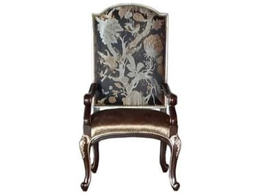 Maitland Smith Piazza San Marco Brown Fabric Upholstered Arm Dining Chair MS880166