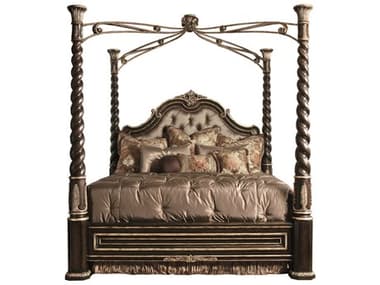 Maitland Smith Piazza San Marco Old World Orleans Versailles Brown Wood King Four Poster Bed MS880191