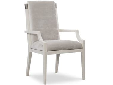 Maitland Smith Ensemble Mahogany Wood Gray Fabric Upholstered Arm Dining Chair MS880446