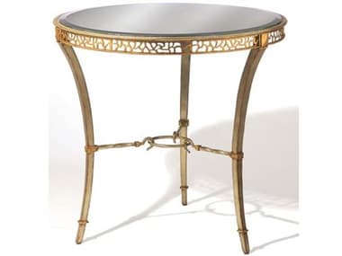 Maitland Smith Bolero Round Glass Burnished Silver Venetian Gold End Table MS880504