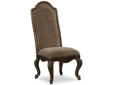 Maitland Smith Majorca Rubberwood Brown Fabric Upholstered Side Dining Chair MS880745