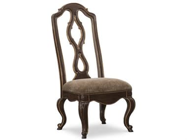 Maitland Smith Majorca Rubberwood Brown Fabric Upholstered Side Dining Chair MS880845
