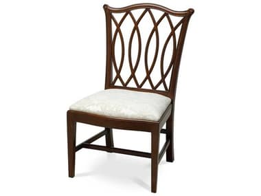 Maitland Smith Patron Mahogany Wood Brown Fabric Upholstered Side Dining Chair MS890302