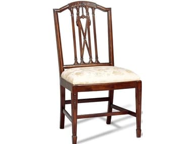 Maitland Smith Ox Mahogany Wood Brown Fabric Upholstered Side Dining Chair MS890305