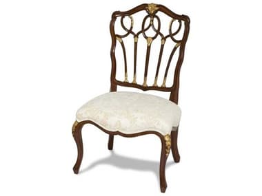 Maitland Smith Gothic Brown Fabric Upholstered Side Dining Chair MS890306