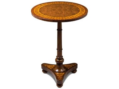 Maitland Smith Taylor Round Wood Walnut End Table MS890406