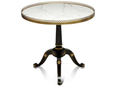 Maitland Smith Eclipse 29" Round Faux Marble Ebonized End Table MS891003