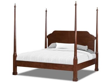 Maitland Smith Bailey Antique Mahogany Brown Wood King Four Poster Bed MS891303