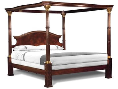 Maitland Smith Vordach Mahogany Brown Wood King Canopy Bed MS891304