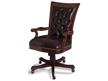 Maitland Smith Antonio Black Leather Swivel Executive Desk Chair MS891403
