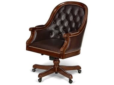 Maitland Smith Marcio 
 Black Leather Swivel Executive Desk Chair MS891404