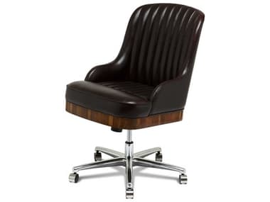 Maitland Smith Chadwick Black Leather Swivel Executive Desk Chair MS891405