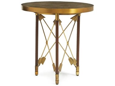 Maitland Smith Viraan Tea 24" Round Glass Antique Brass End Table MSCJ837130