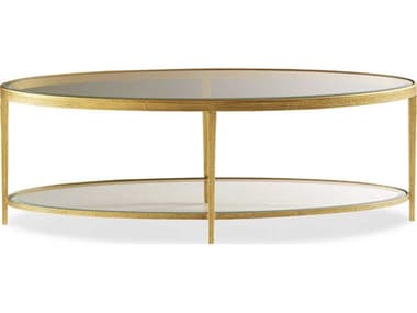 Maitland Smith Jinx 56&quot; Oval Glass Brass Cocktail Table MSHM1016C2