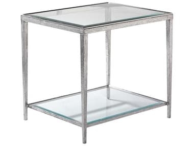 Maitland Smith Jinx 22" Rectangular Glass Nickel End Table MSHM1019E