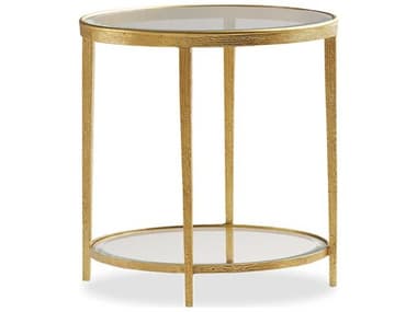Maitland Smith Jinx 24&quot; Round Glass Brass End Table MSHM1020L2