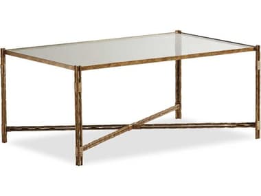 Maitland Smith 42" Rectangular Glass Aged Bronze Coffee Table MSHM1063C