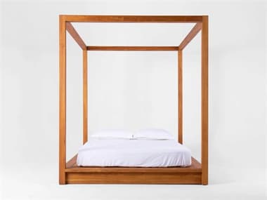 Mash Studios Teak Brown Wood Queen Canopy Bed MSHPCHQCNPYTEAK