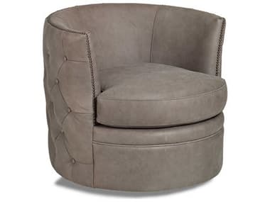 Maitland Smith Clarissa Swivel 33" Gray Leather Accent Chair MSRA1056SPASPEW