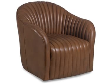 Maitland Smith Elias Swivel 32" Brown Leather Accent Chair MSRA1160CBSFERTOF