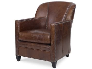 Maitland Smith Bronson 28" Brown Leather Accent Chair MSRA11621PITCHE